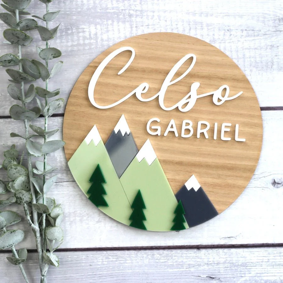 3D Acrylic Name Plaque - Mountains