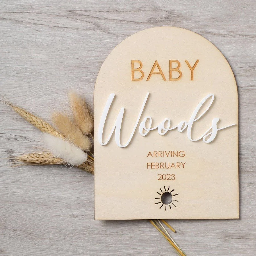 3D Arch Pregnancy Announcement Disc - Sunshine