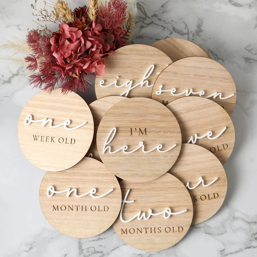 Acrylic & Wood Milestone Disc Set - Image 3