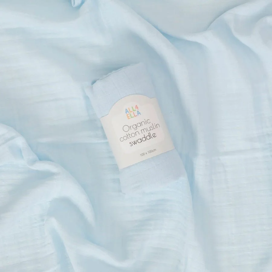 All4Ella Baby Blue Muslin Wrap - Image 2