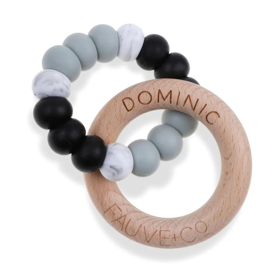 Aura Engraved Teething Ring Shadow