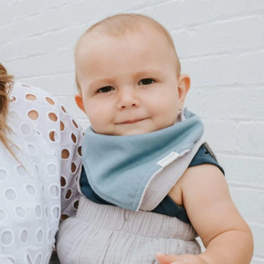 Bandana Dribble Bib Linen - Blue - Image 3