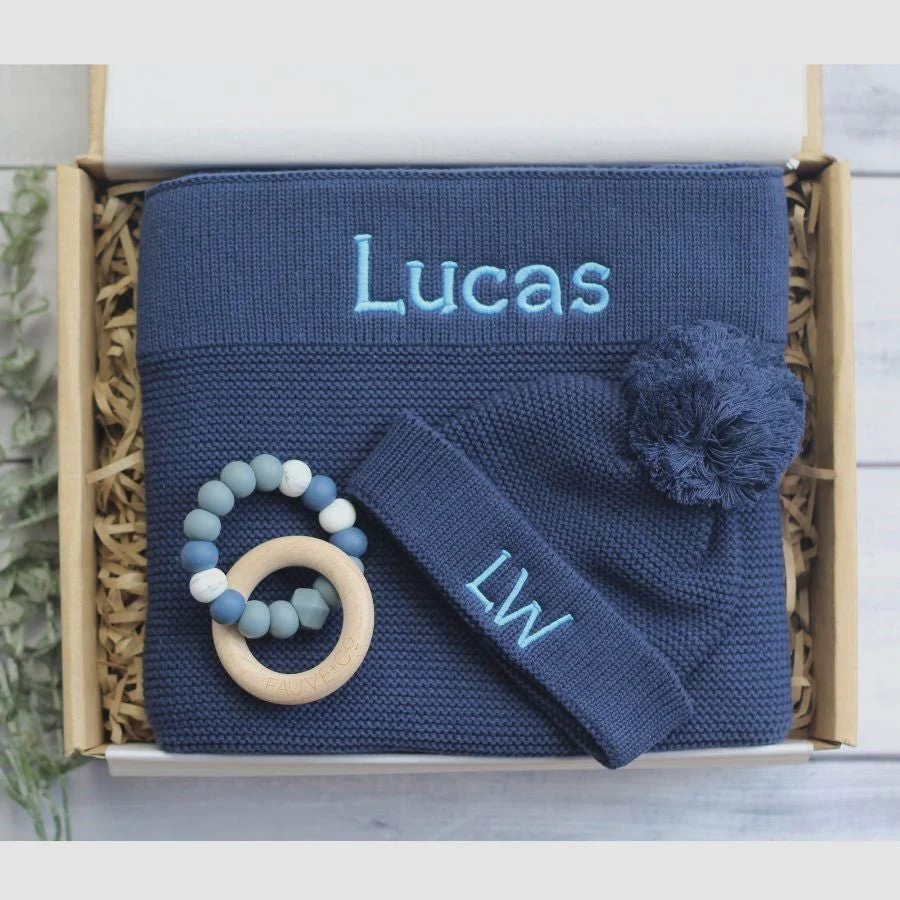 Blanket & Beanie Baby Gift Box - Navy