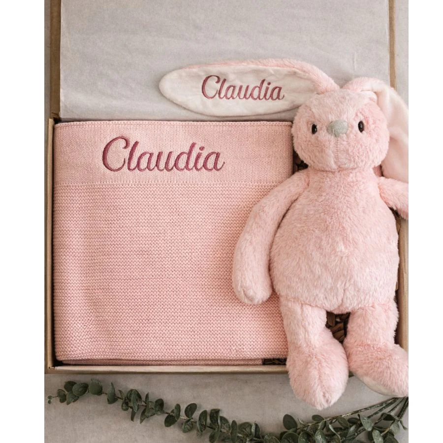 Blanket & Cuddles Bunny Gift Box - Blush