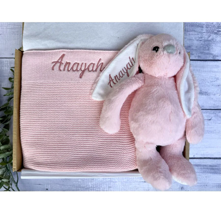 Blanket & Cuddles Bunny Gift Box - Blush - Image 2