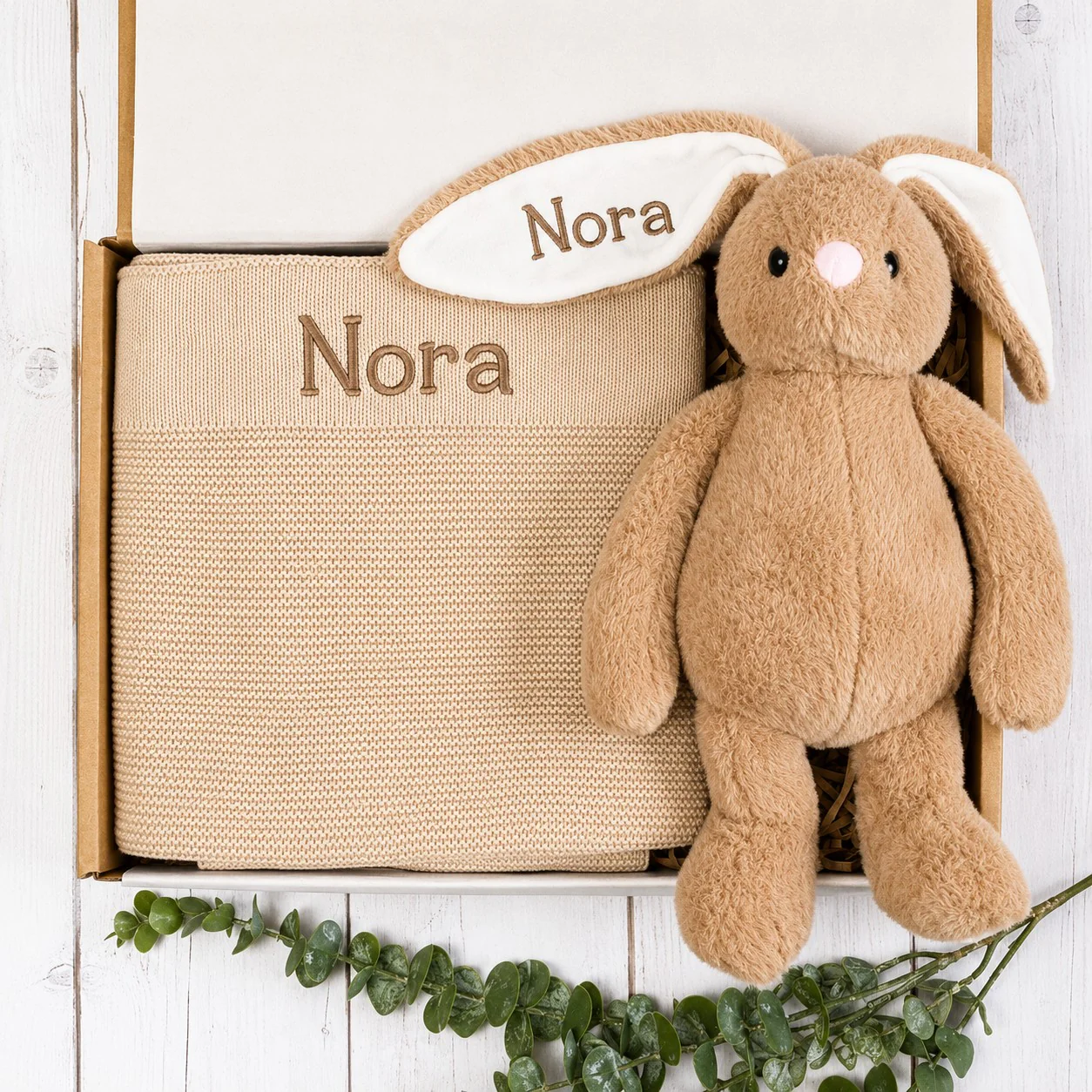 Blanket & Cuddles Bunny Gift Box - Oatmeal