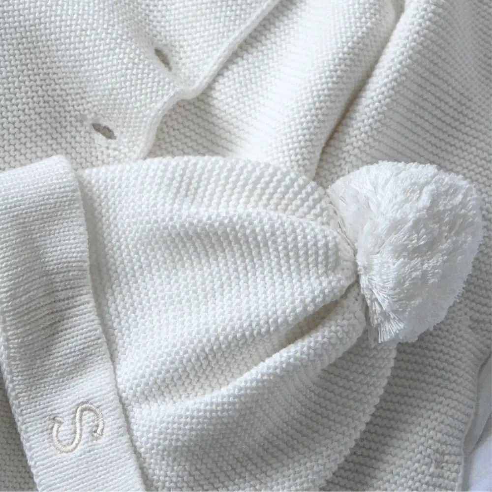 Personalised Cotton Knitted Beanie Cream - Image 3