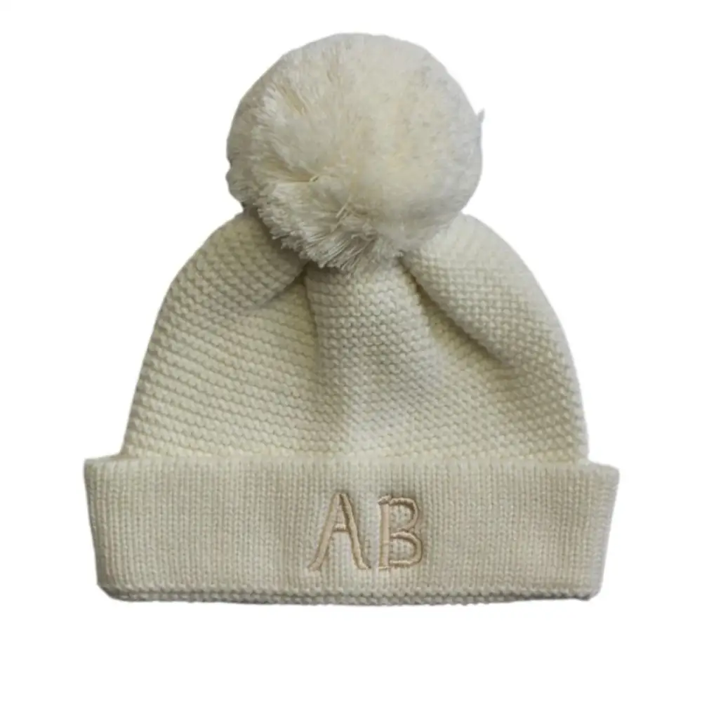 Personalised Cotton Knitted Beanie Cream - Image 4