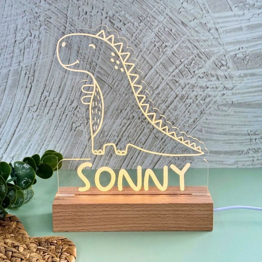 Dino Acrylic Night Light - Square Base