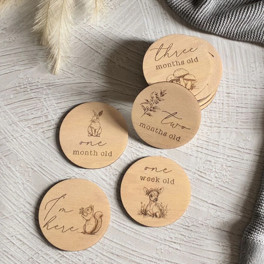 Engraved Woodland Milestone Disc Set - Image 3