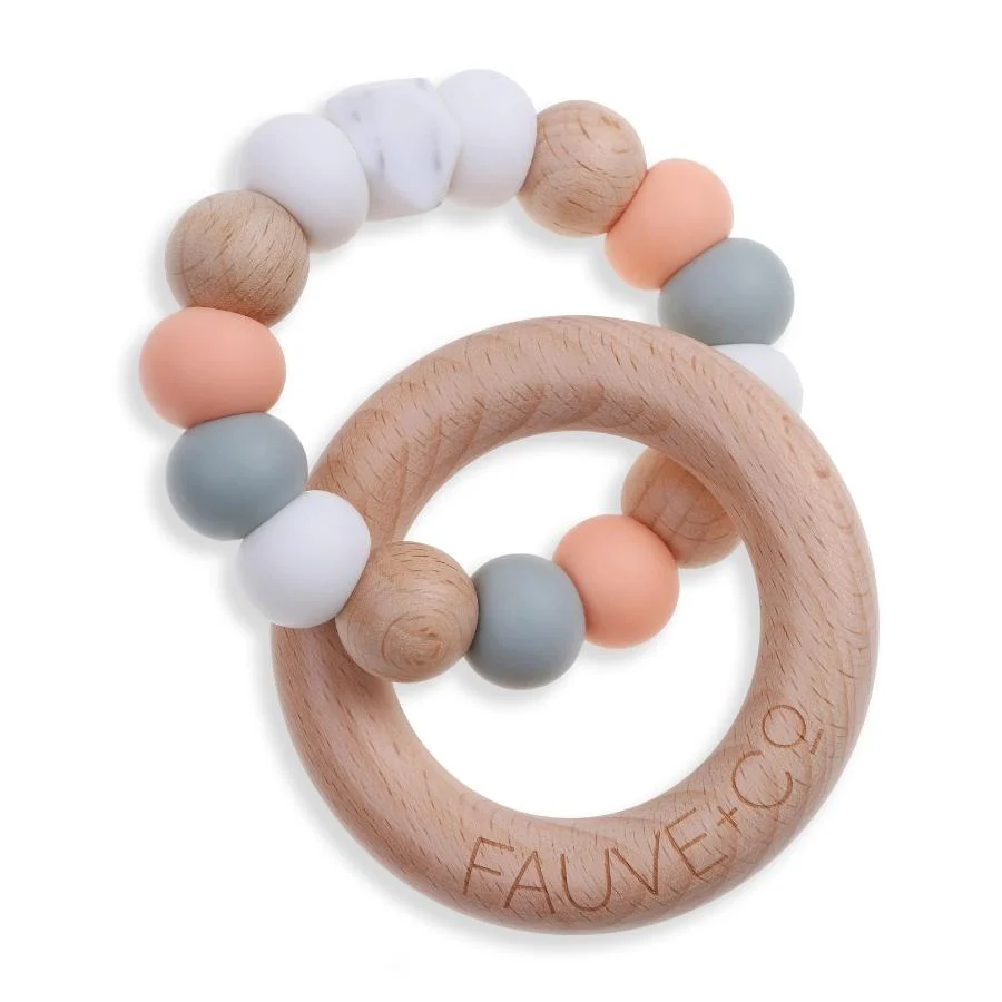 Halo Teething Ring Coral