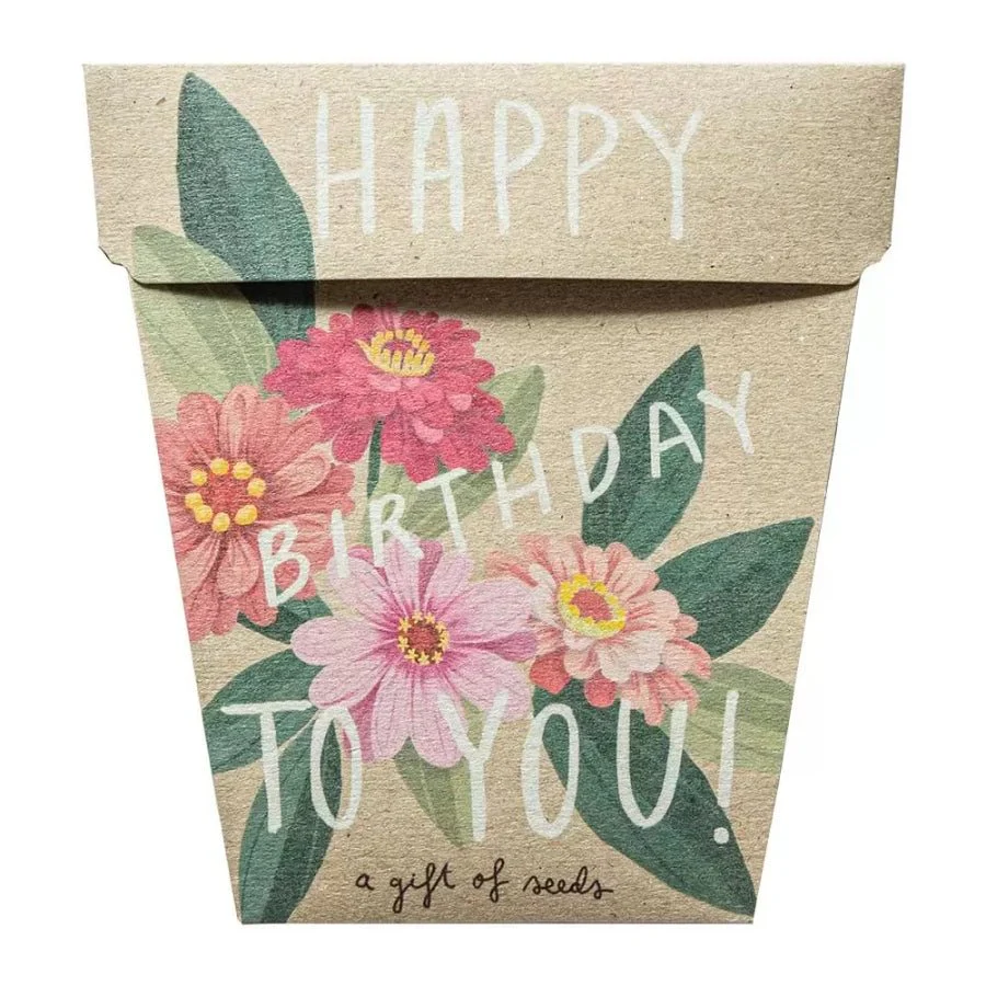 Happy Birthday Zinnia Gift of Seeds Packet by Sow n' Sow