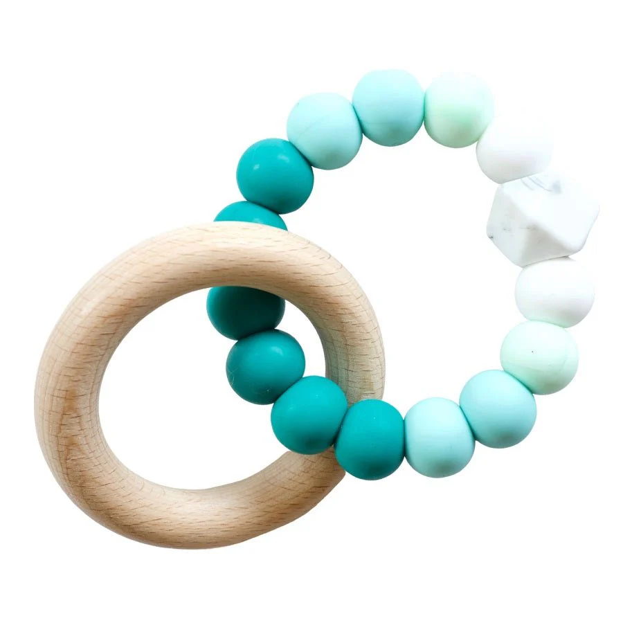 Hex Teething Ring Teal