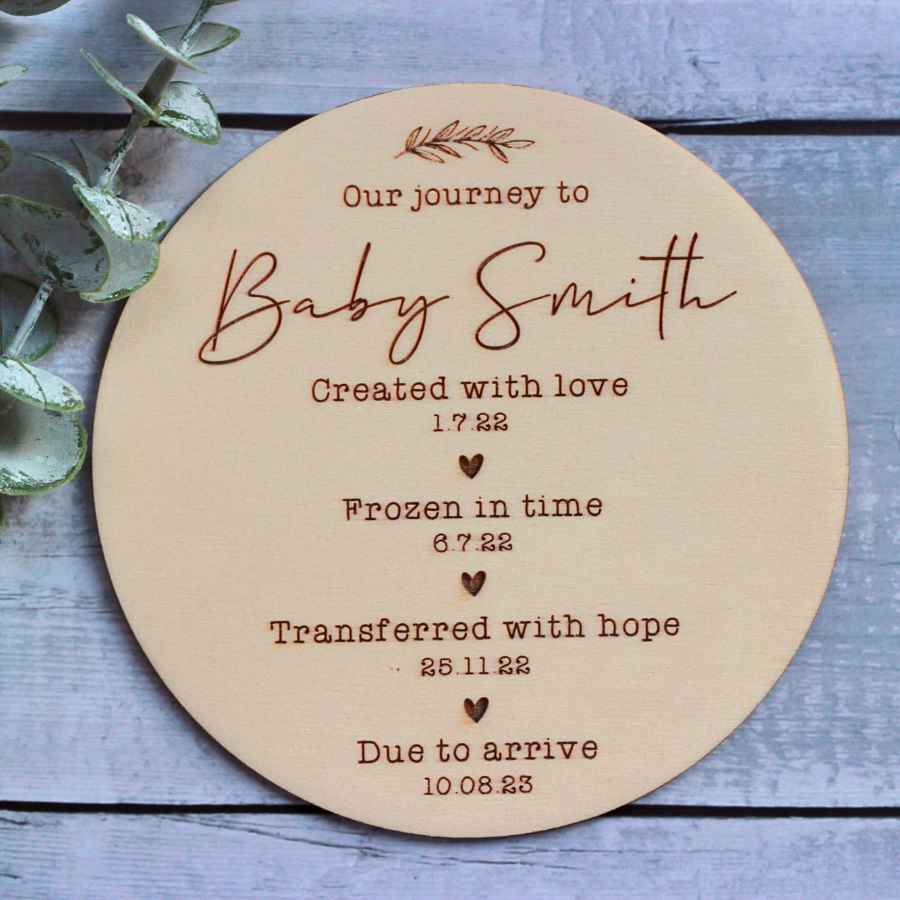 IVF Pregnancy Annoucement Disc Round - Leaf