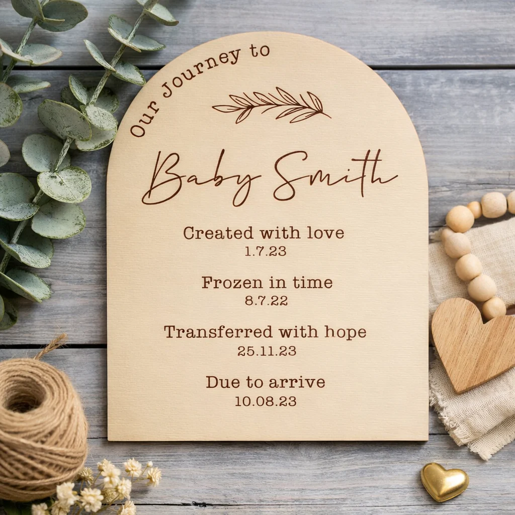 IVF Pregnancy Annoucement Plaque Arch - Leaf