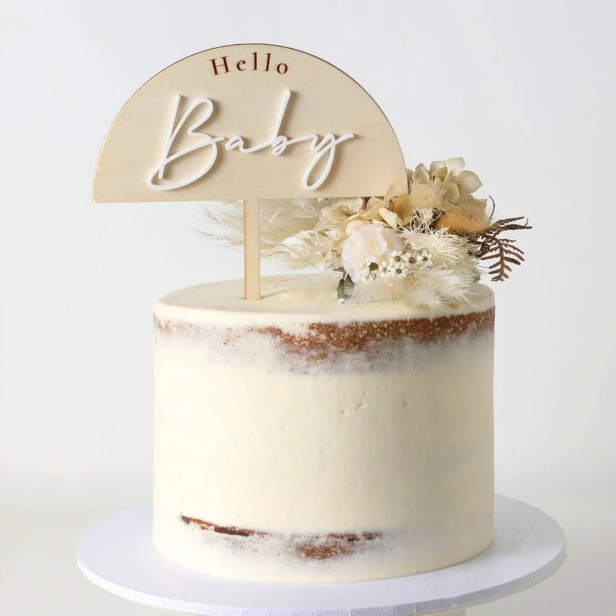 Hello Baby Wooden Cake Topper