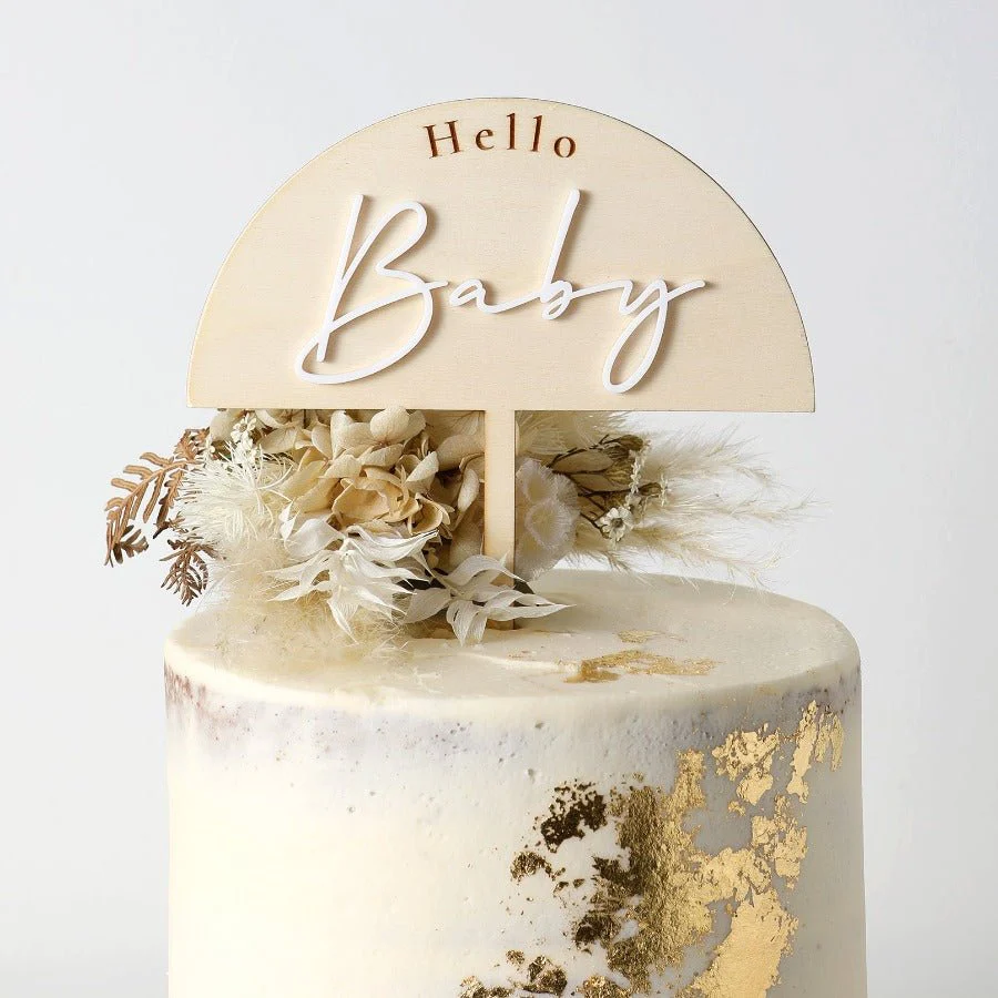Hello Baby Wooden Cake Topper - Image 2