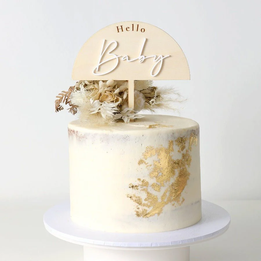 Hello Baby Wooden Cake Topper - Image 3
