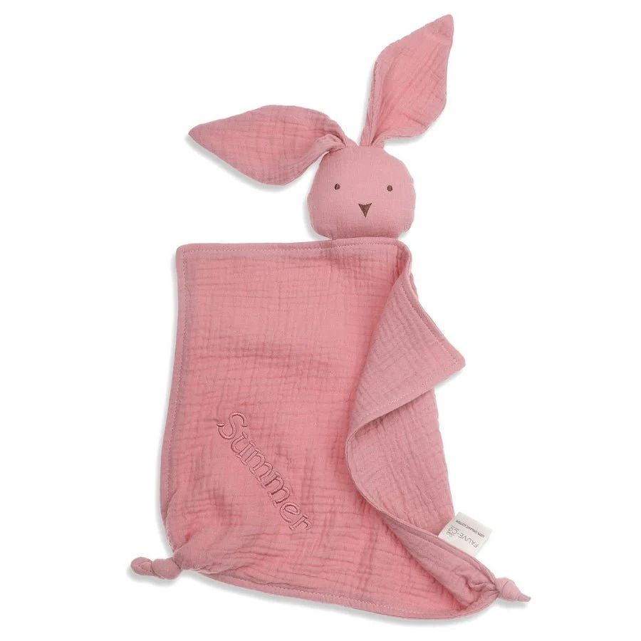 Personalised Bunny Muslin Comforter Rose