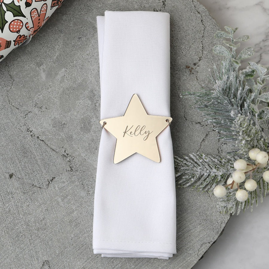 Personalised Christmas Gold Star Napkin Tie