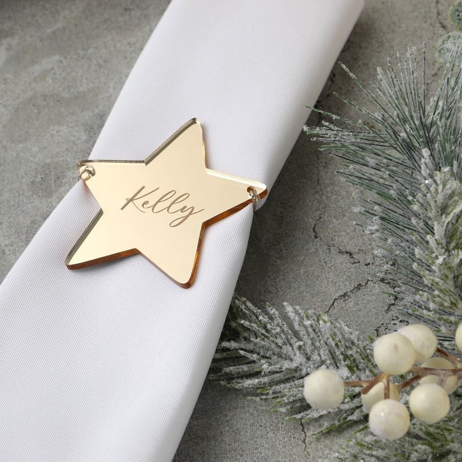 Personalised Christmas Gold Star Napkin Tie - Image 2
