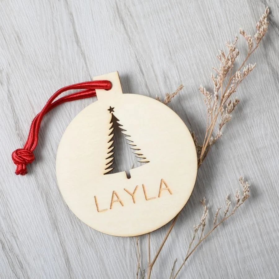 Personalised Christmas Ply Ornament - Tree Cut Out