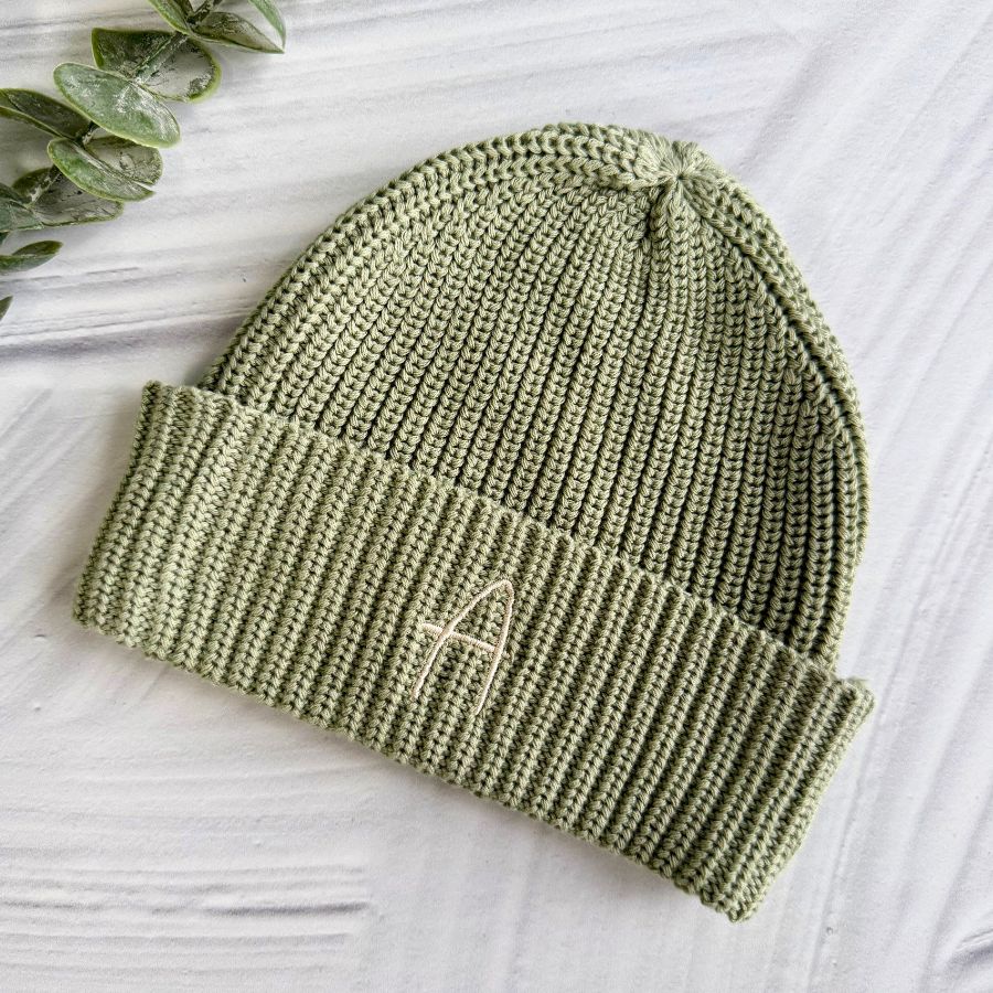 Personalised Chunky Knit Beanie Sage