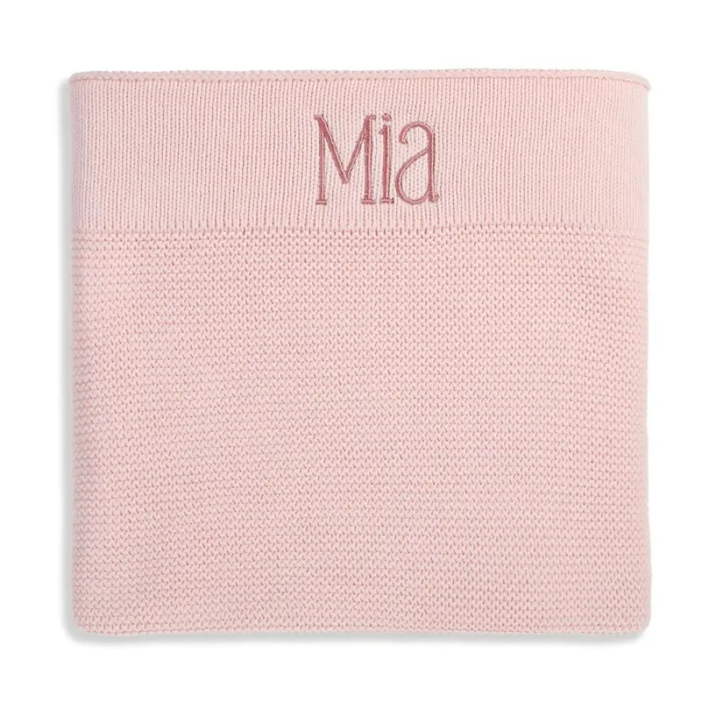 Personalised Cotton Knit Baby Blanket Blush - Image 3