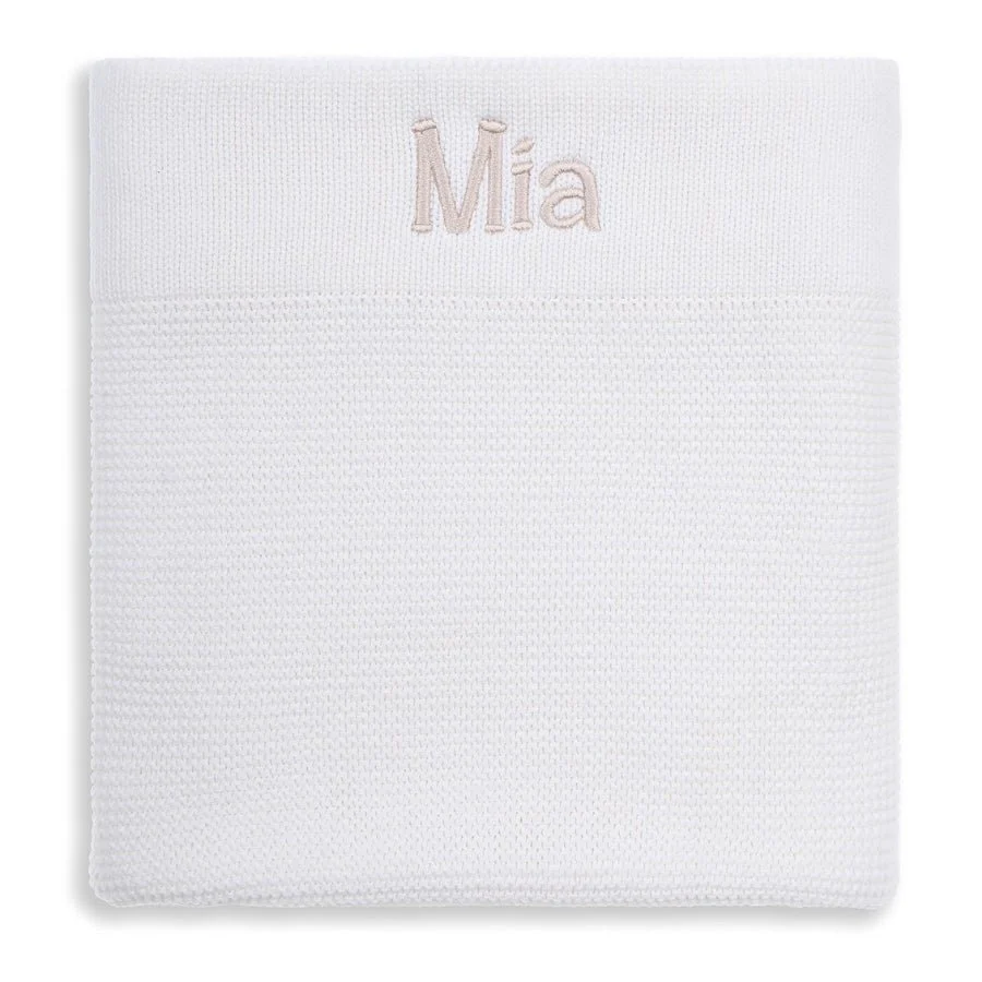 Personalised Cotton Knit Baby Blanket Cream - Image 2