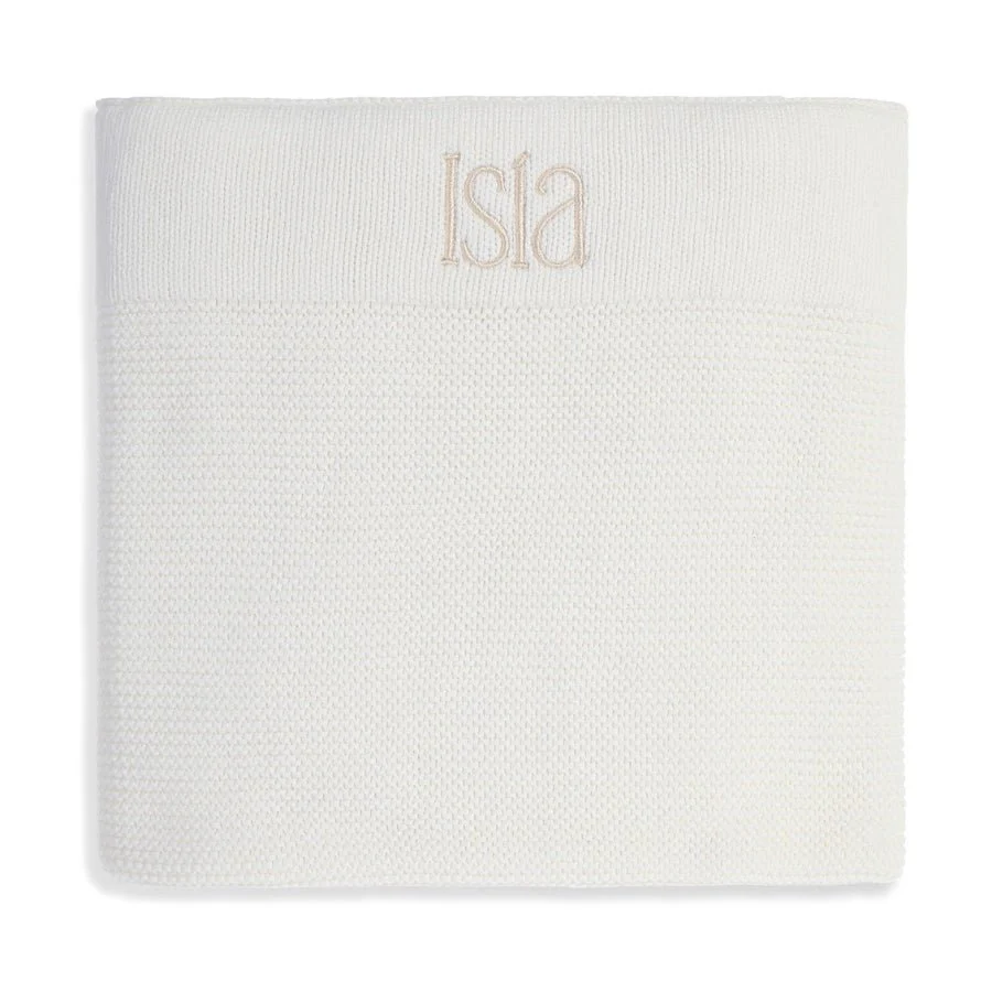 Personalised Cotton Knit Baby Blanket Cream - Image 3