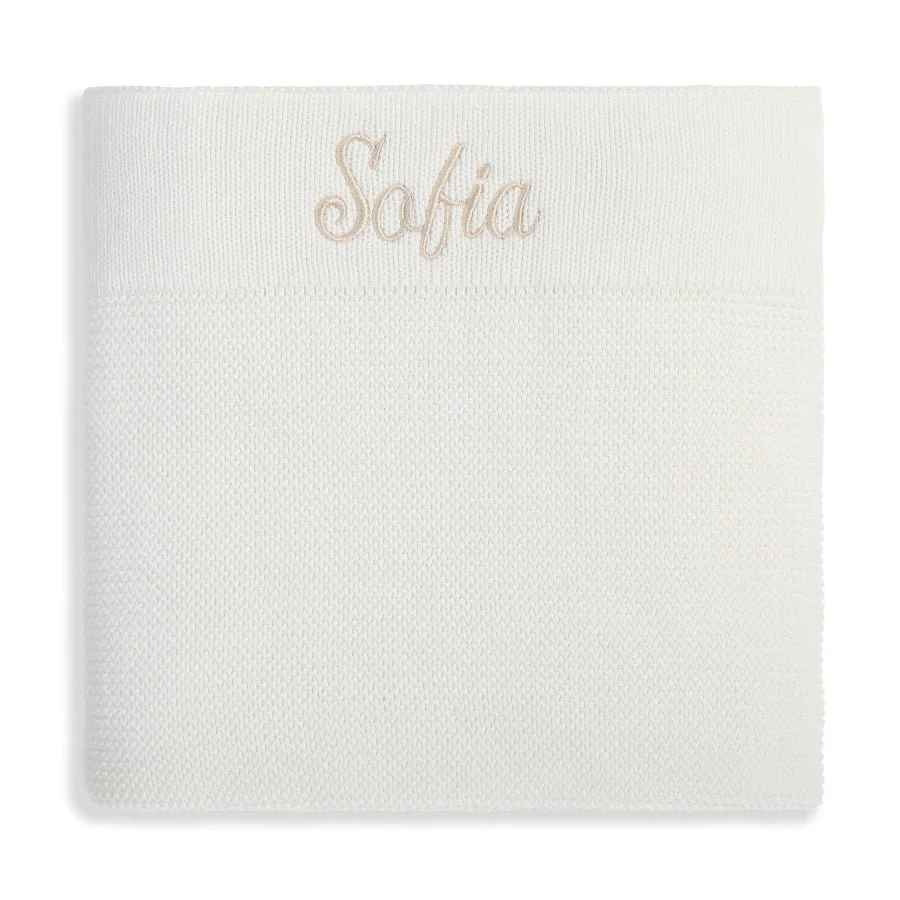 Personalised Cotton Knit Baby Blanket Cream - Image 4