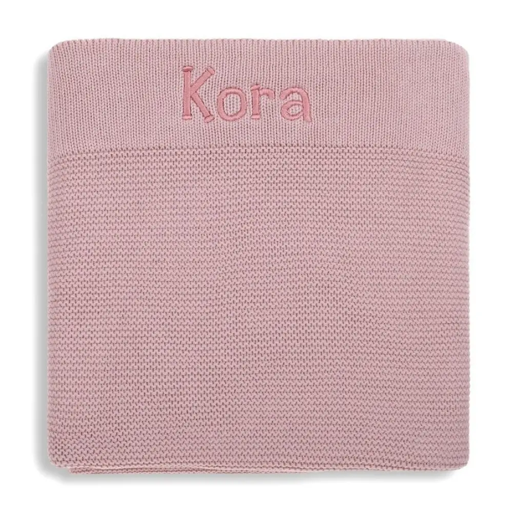 Personalised Cotton Knit Baby Blanket Dusty Pink - Image 3