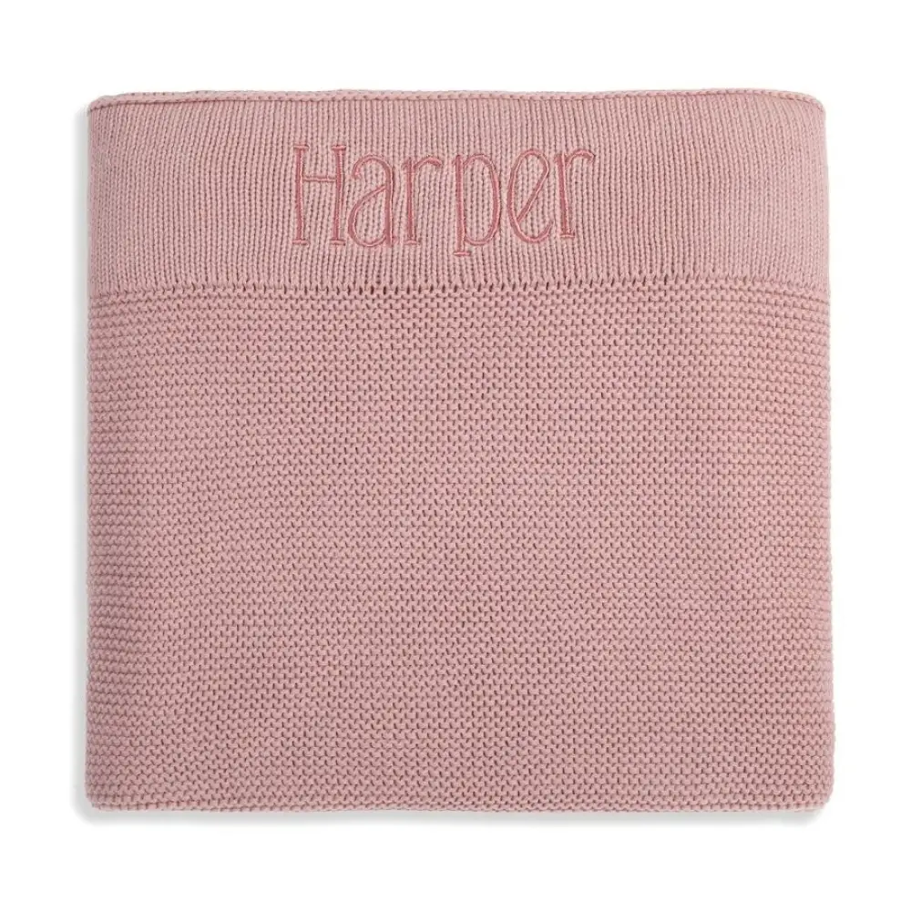 Personalised Cotton Knit Baby Blanket Dusty Pink - Image 4