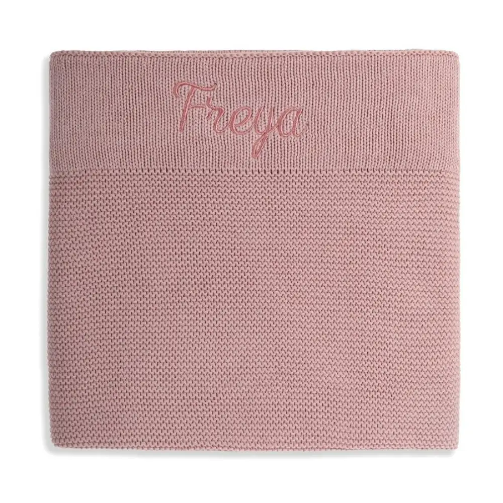 Personalised Cotton Knit Baby Blanket Dusty Pink - Image 5