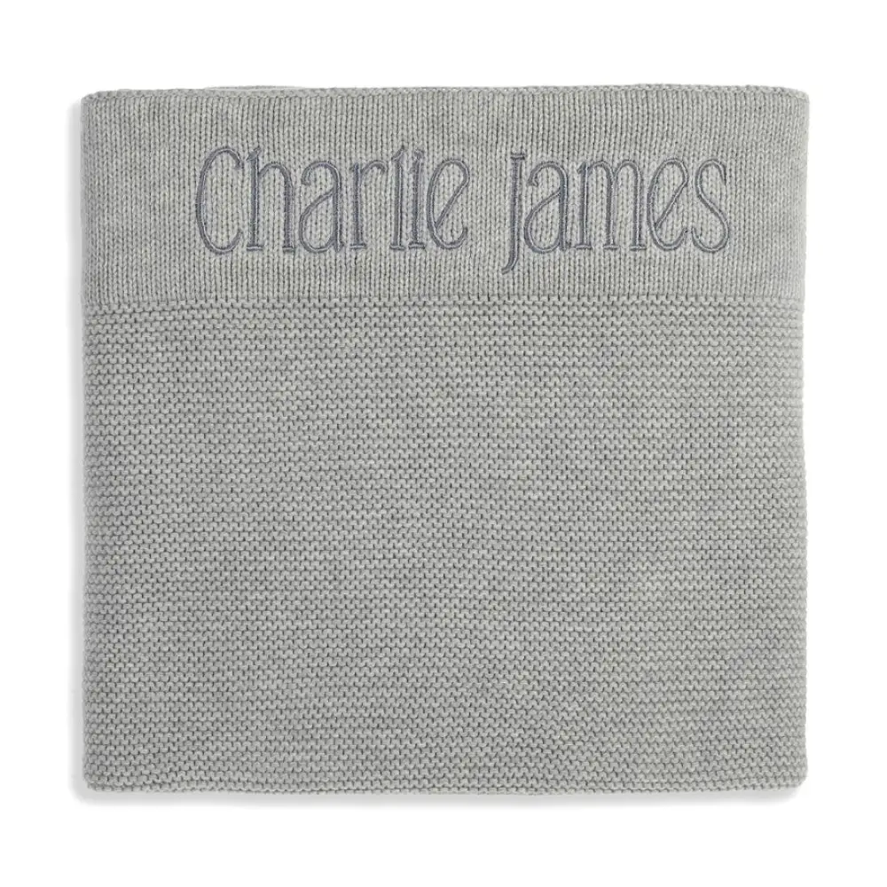 Personalised Cotton Knit Baby Blanket Grey - Image 3