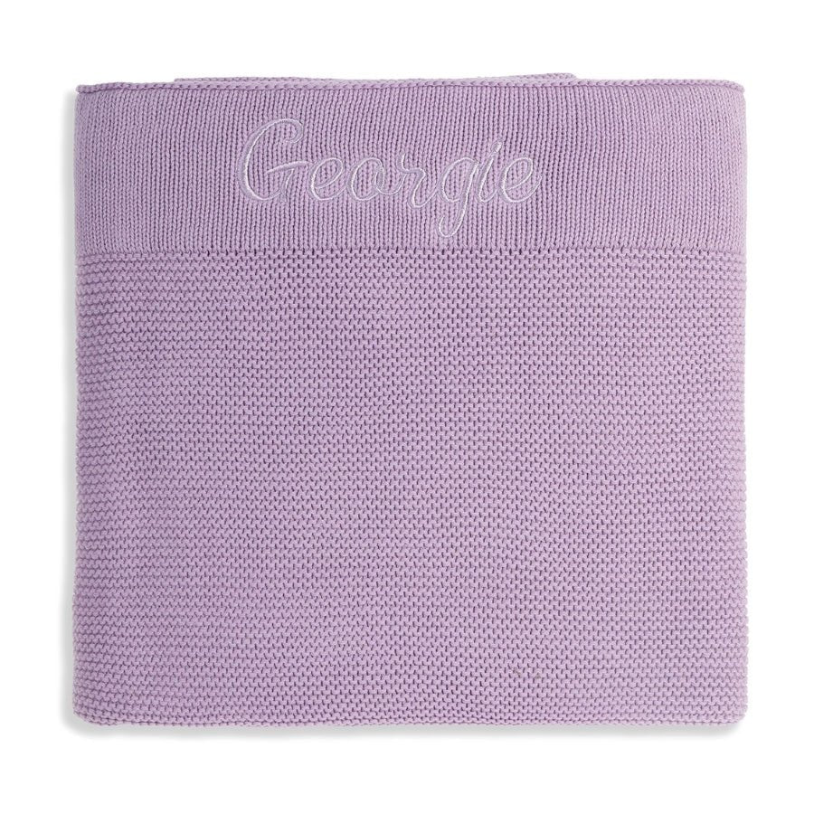 Personalised Cotton Knit Baby Blanket Lilac - Image 3