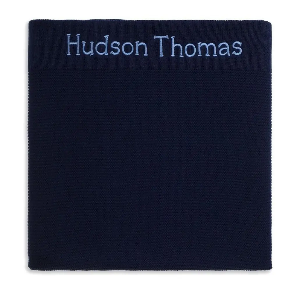 Personalised Cotton Knit Baby Blanket Navy - Image 3