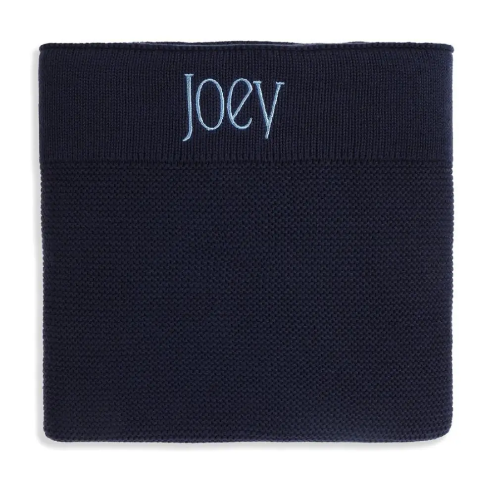 Personalised Cotton Knit Baby Blanket Navy - Image 4