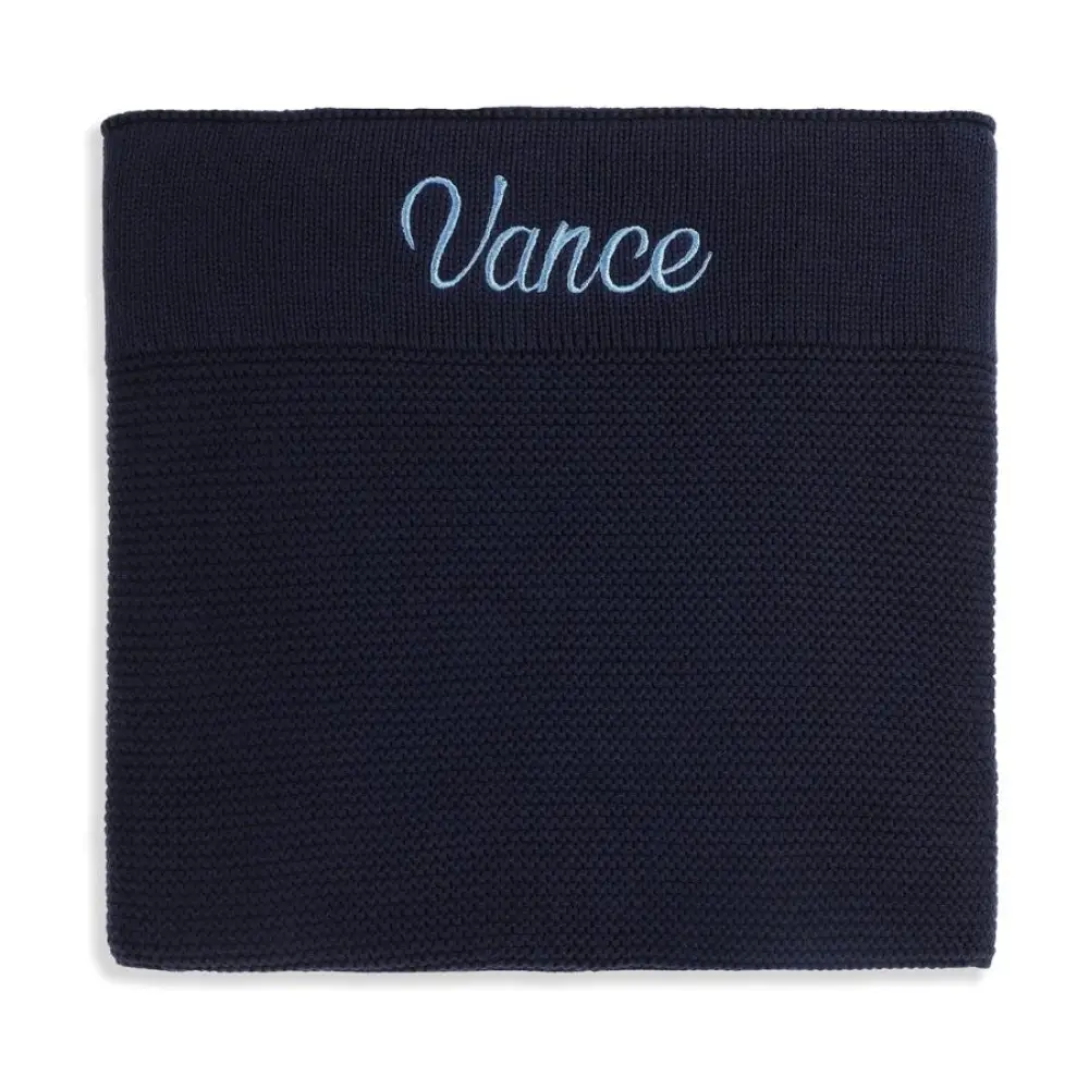 Personalised Cotton Knit Baby Blanket Navy - Image 5