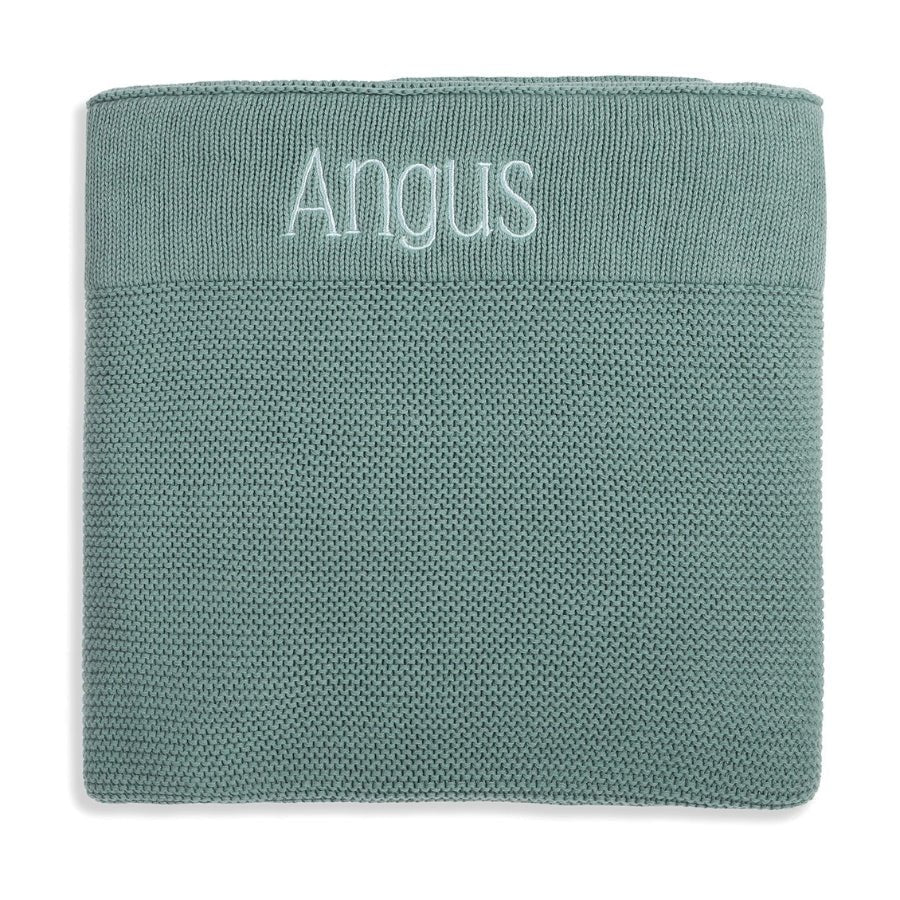 Personalised Cotton Knit Baby Blanket Seafoam - Image 3
