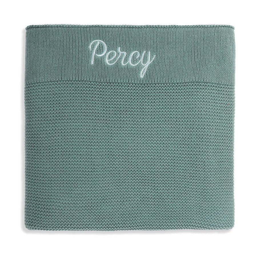 Personalised Cotton Knit Baby Blanket Seafoam - Image 4