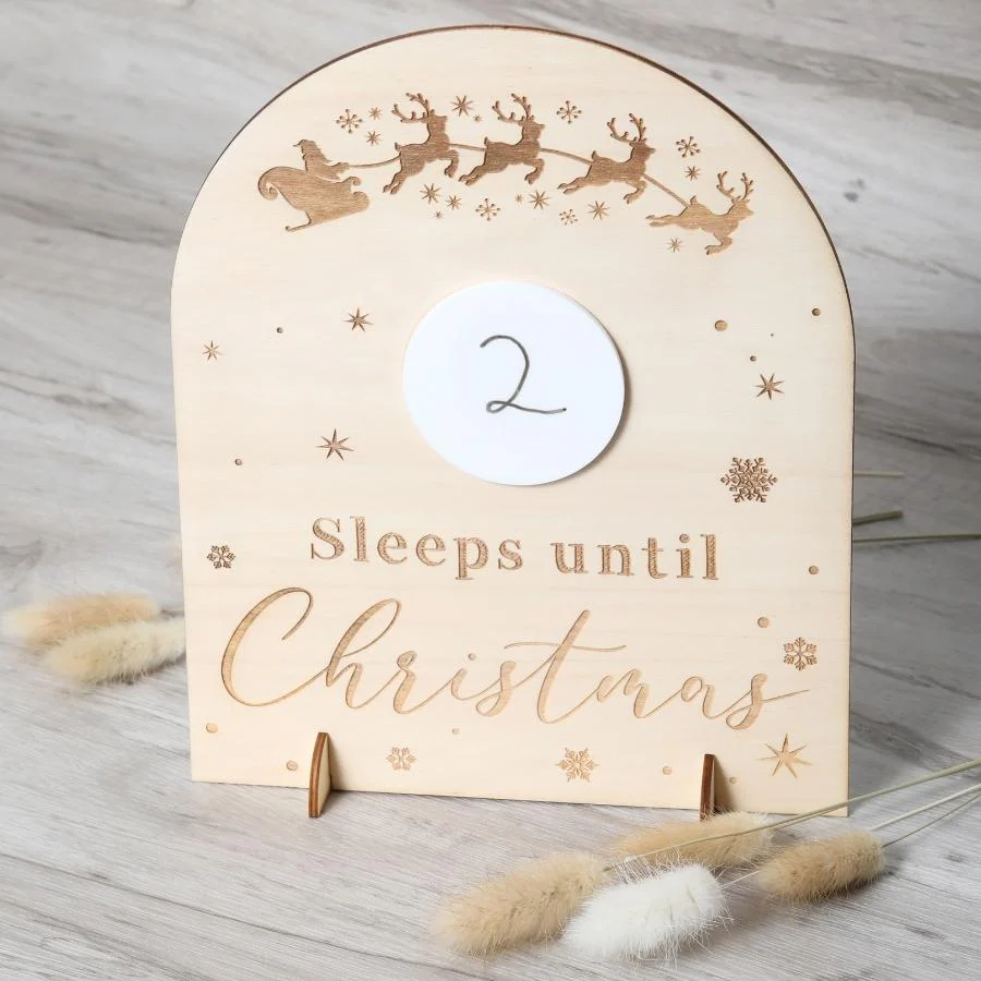 Personalised Countdown to Christmas Sign - Reindeer Sleigh
