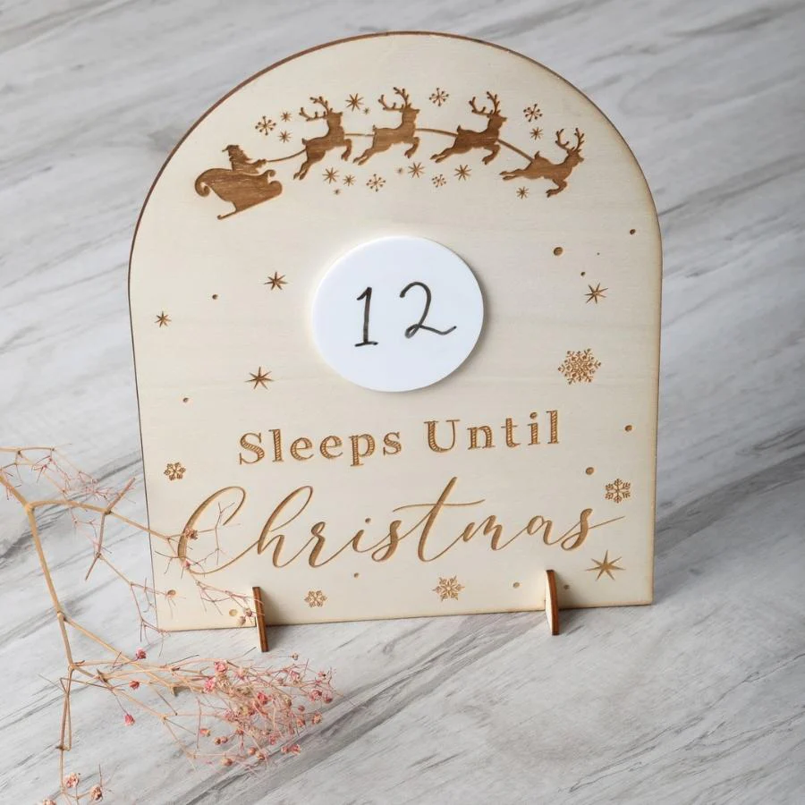 Personalised Countdown to Christmas Sign - Reindeer Sleigh - Image 2
