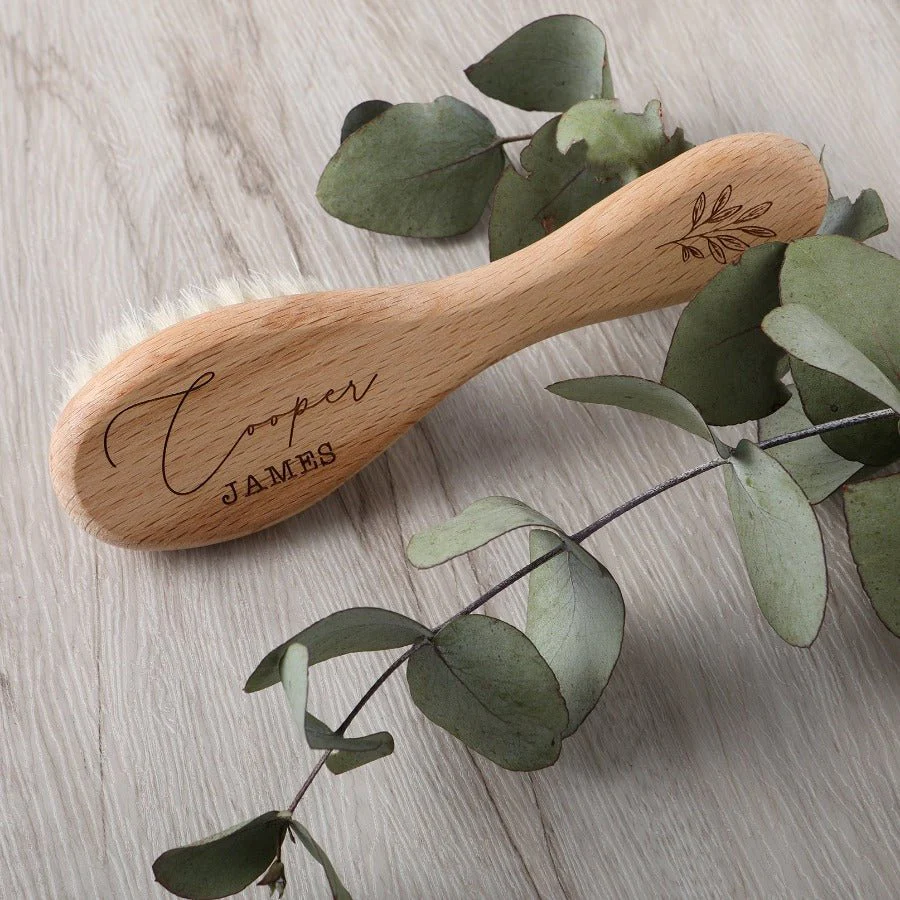 Personalised Goat Hair Baby Brush - Foliage - Image 2