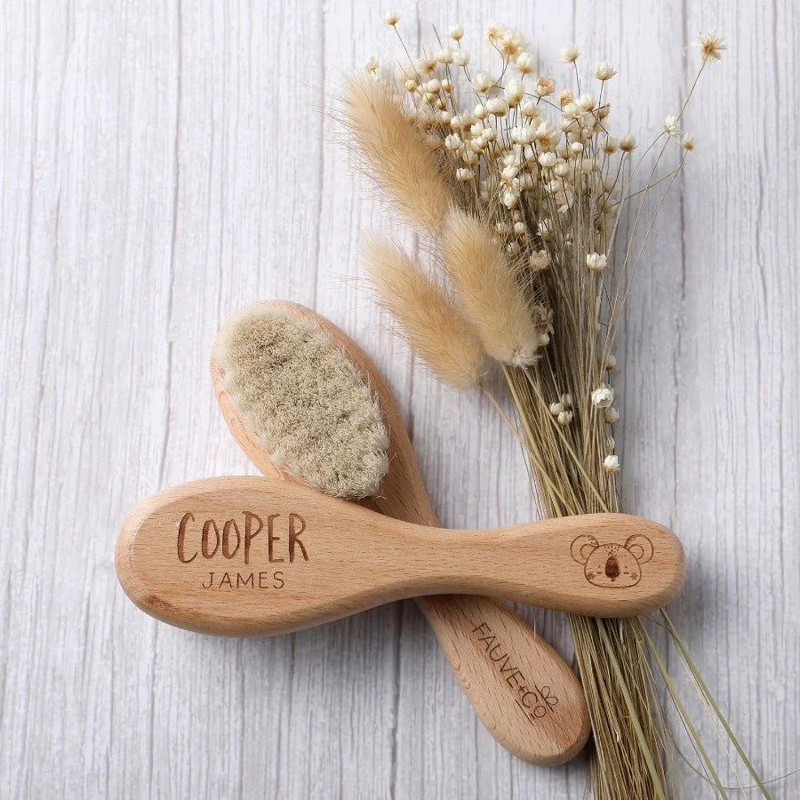 Personalised Goat Hair Baby Brush - Koala