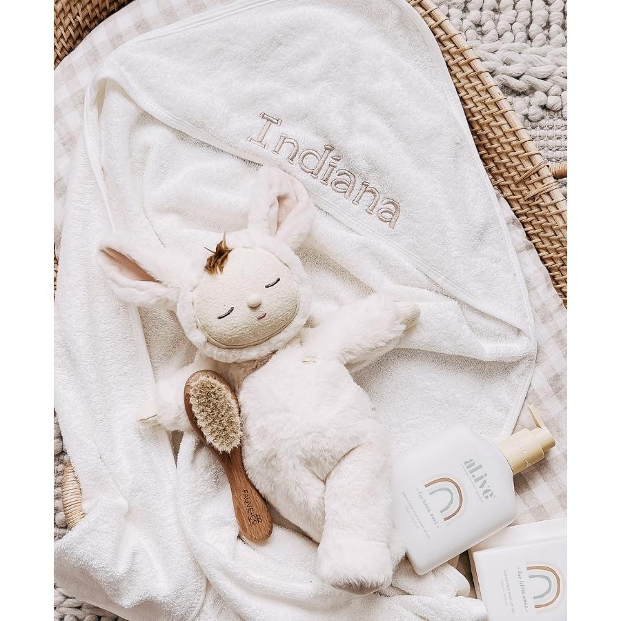 Personalised Hooded Baby Towel - White - Image 3