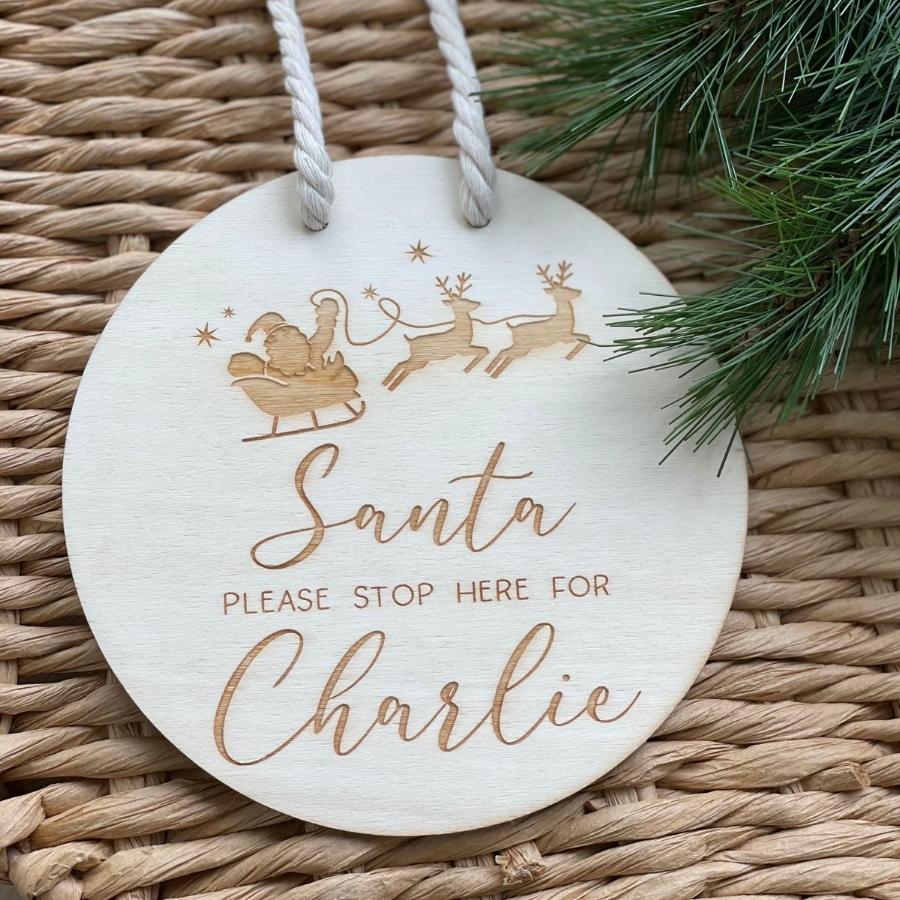 Personalised Santa Stop Here Reindeer Wall Hanger - Image 3