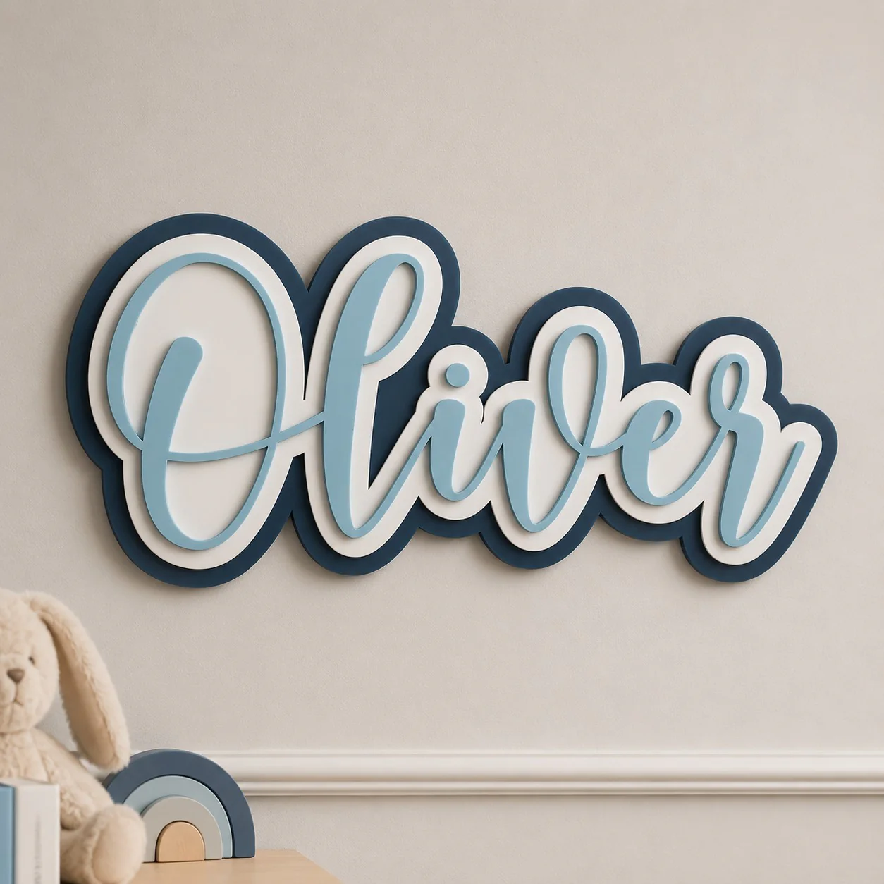 Personalised Script Wall Plaque - Triple Layer