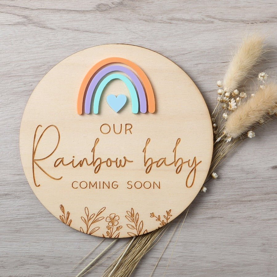 Rainbow Baby Pregnancy Announcement Disc - Pastel