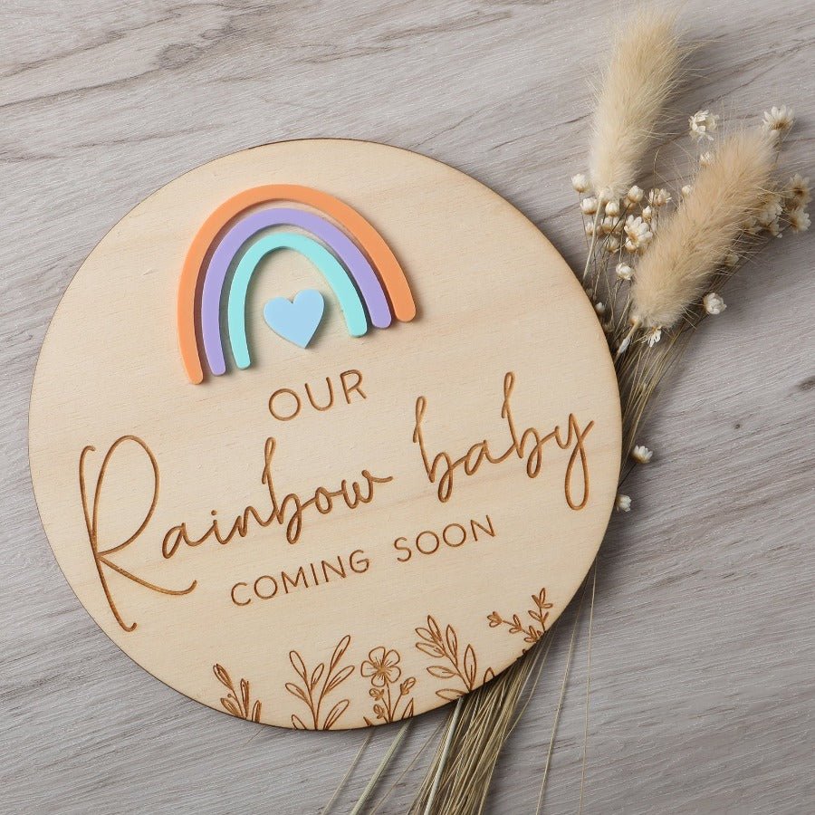 Rainbow Baby Pregnancy Announcement Disc - Pastel - Image 2